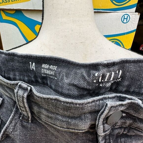 A.N.A Distressed High Rise Straight Black  Denim Jeans - Picture 2 of 7